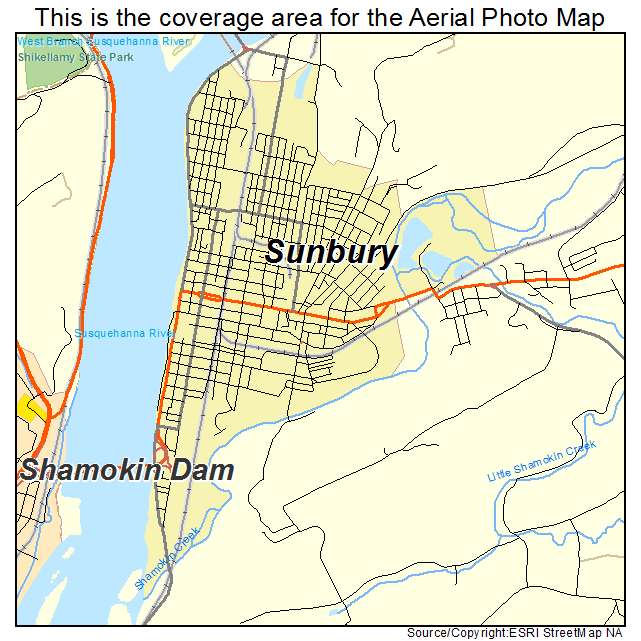 Sunbury, PA location map 