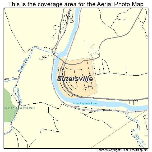 Sutersville, PA location map 