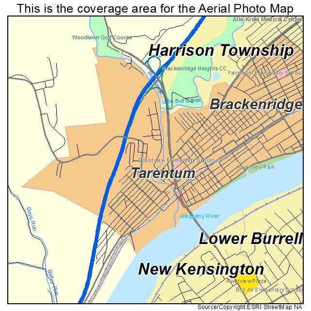 Tarentum, PA location map 