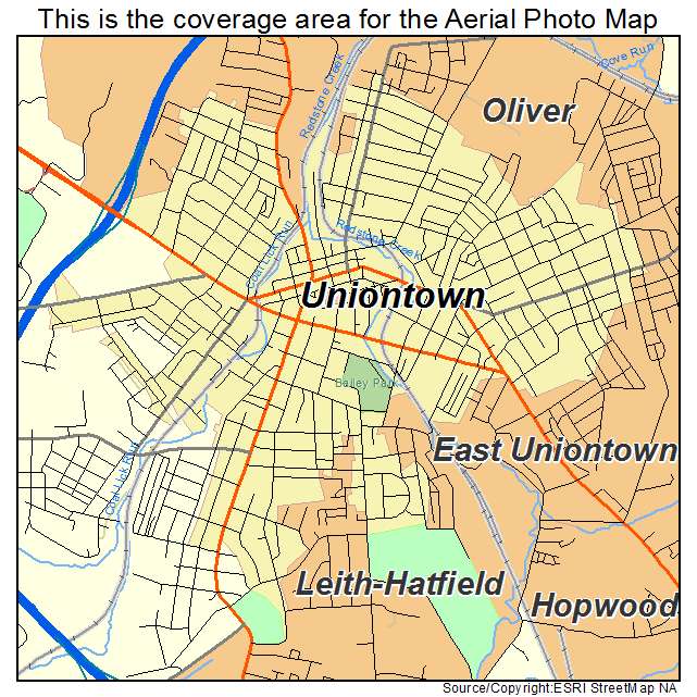 Uniontown, PA location map 