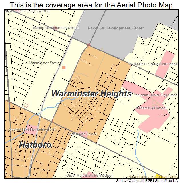 Warminster Heights, PA location map 