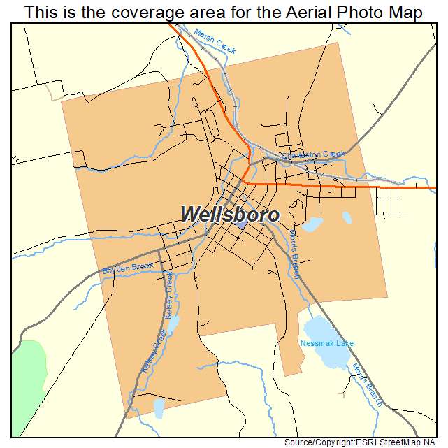 Aerial Photography Map Of Wellsboro Pa Pennsylvania