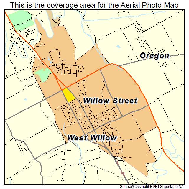Willow Street, PA location map 