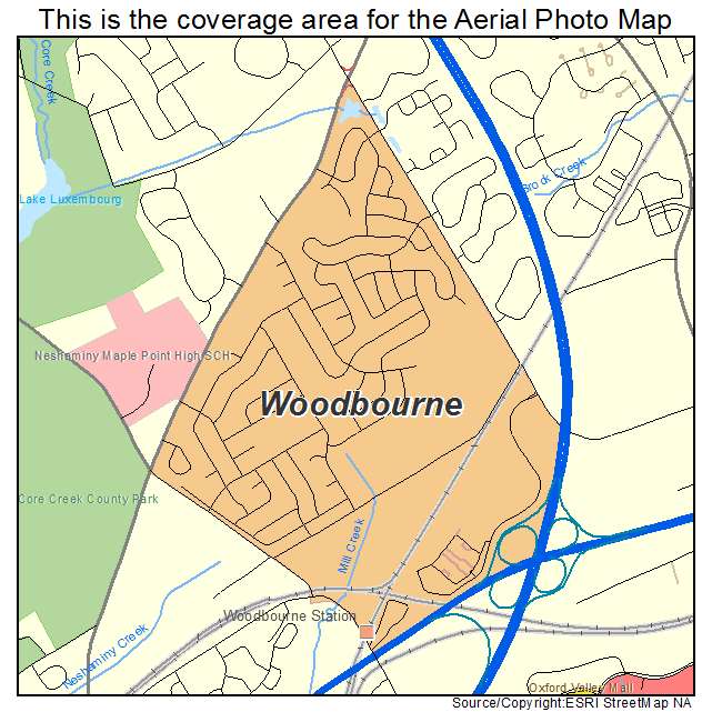 Woodbourne, PA location map 