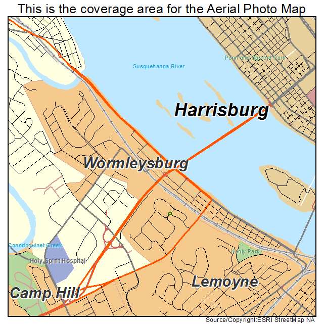 Wormleysburg, PA location map 