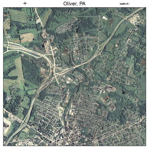 Oliver, PA air photo map