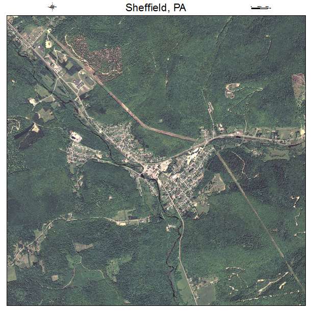 Sheffield, PA air photo map