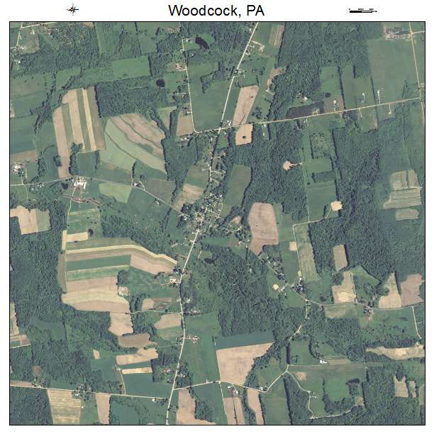 Woodcock, PA air photo map