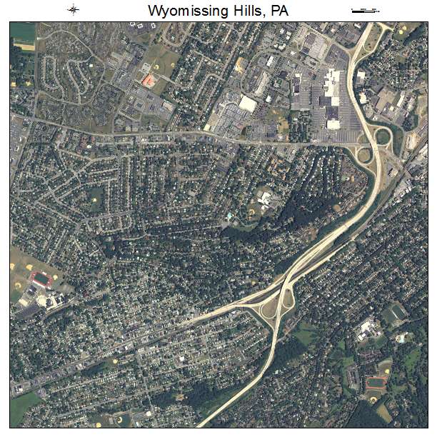 Wyomissing Hills, PA air photo map