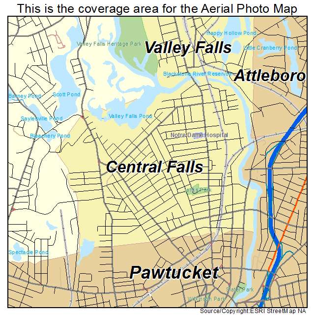 Central Falls, RI location map 