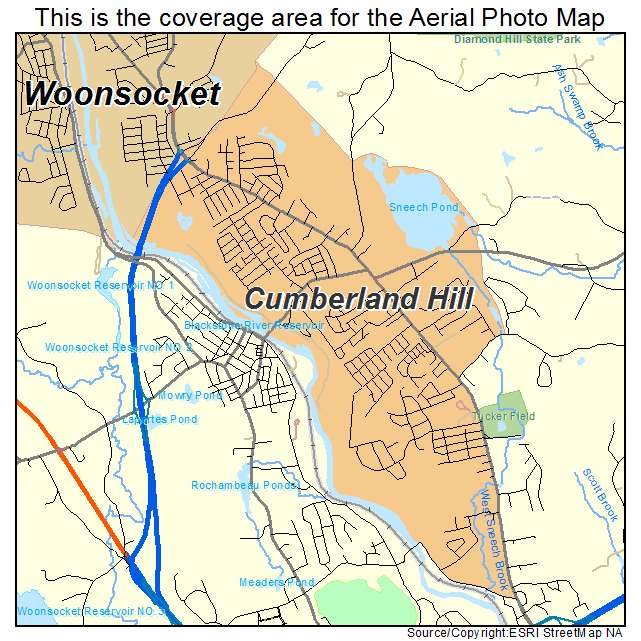Cumberland Hill, RI location map 