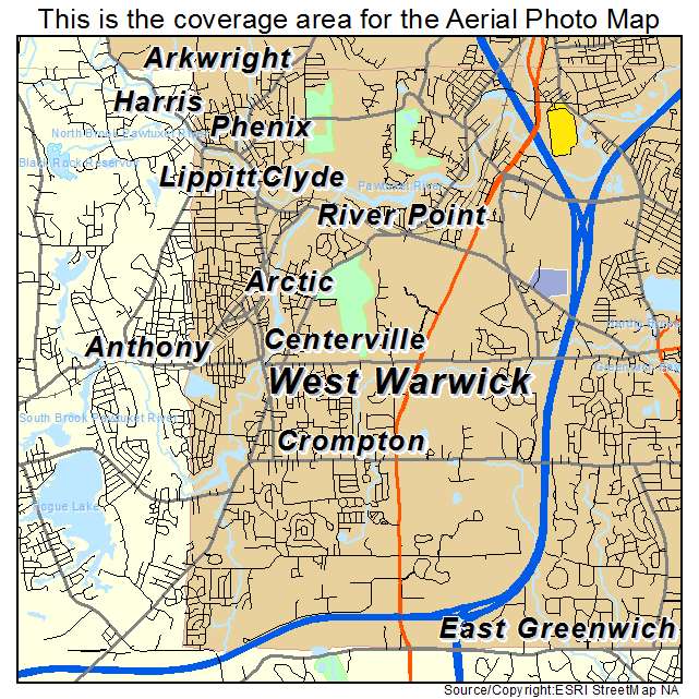 West Warwick, RI location map 