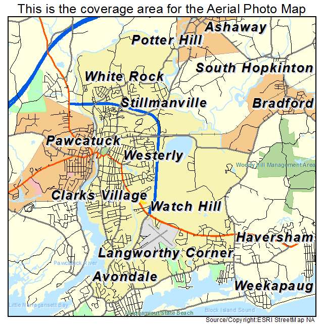 Westerly, RI location map 