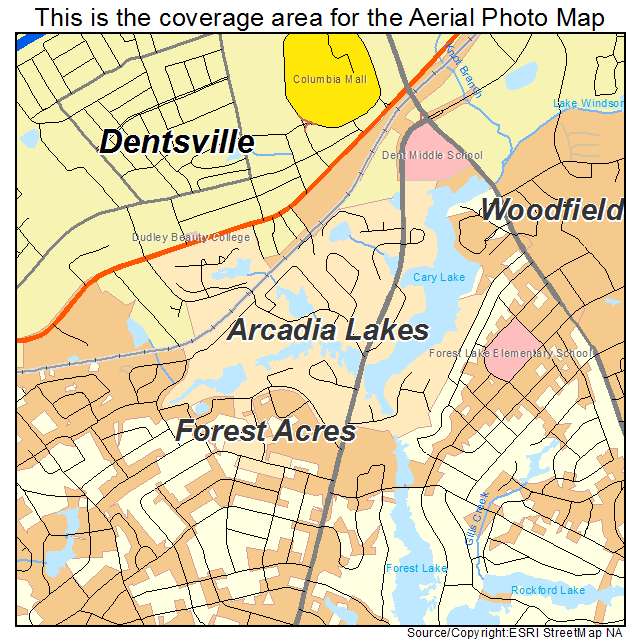 Arcadia Lakes, SC location map 