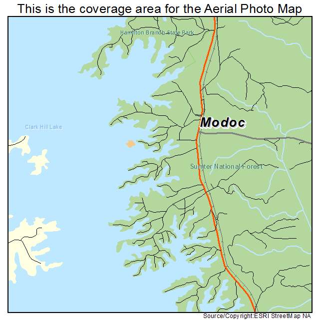 Modoc, SC location map 