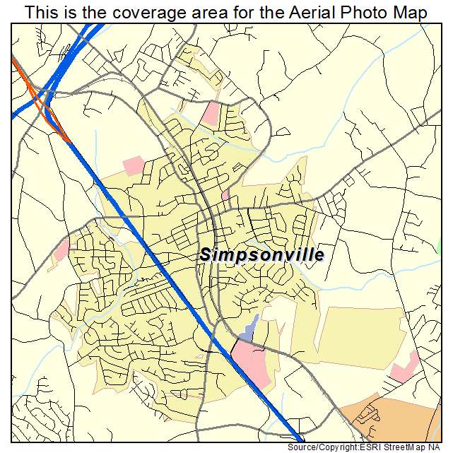 Simpsonville, SC location map 