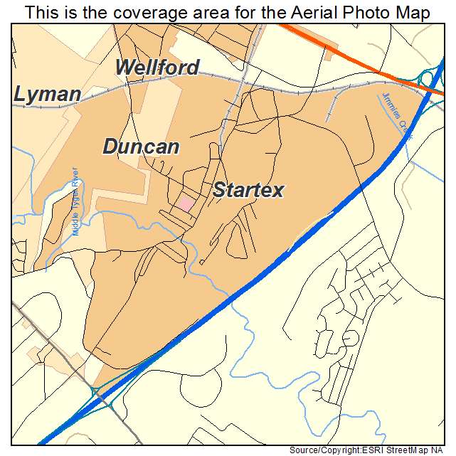 Startex, SC location map 