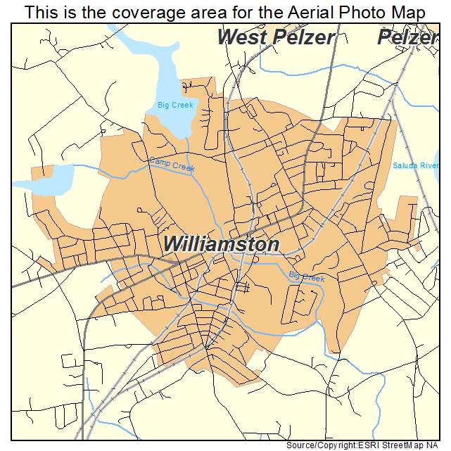 Williamston, SC location map 