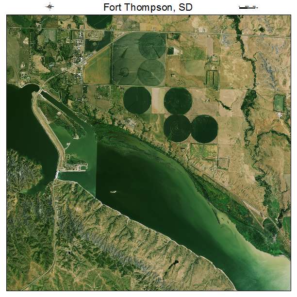 Fort Thompson, SD air photo map