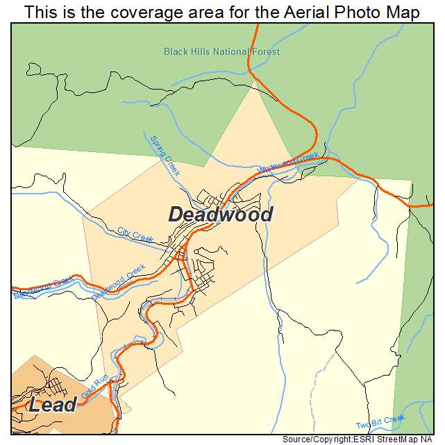 Deadwood, SD location map 