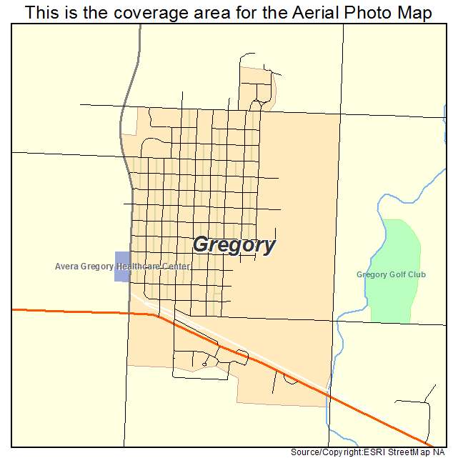 Gregory, SD location map 