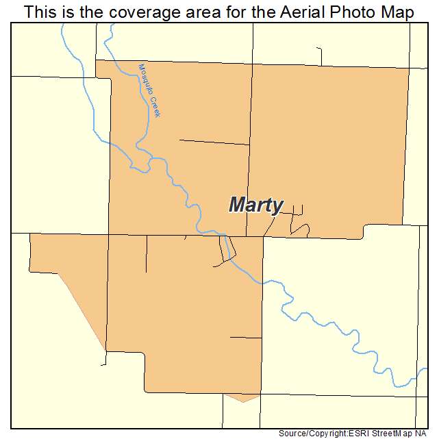 Marty, SD location map 