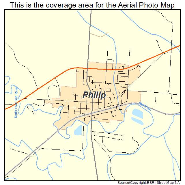 Philip, SD location map 