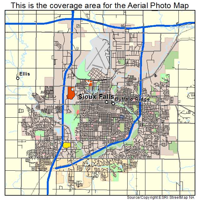 Aerial Photography Map of Sioux Falls, SD South Dakota