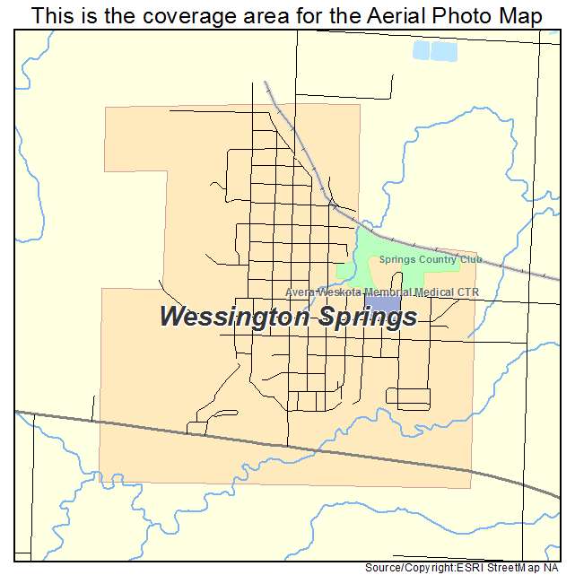 Wessington Springs, SD location map 