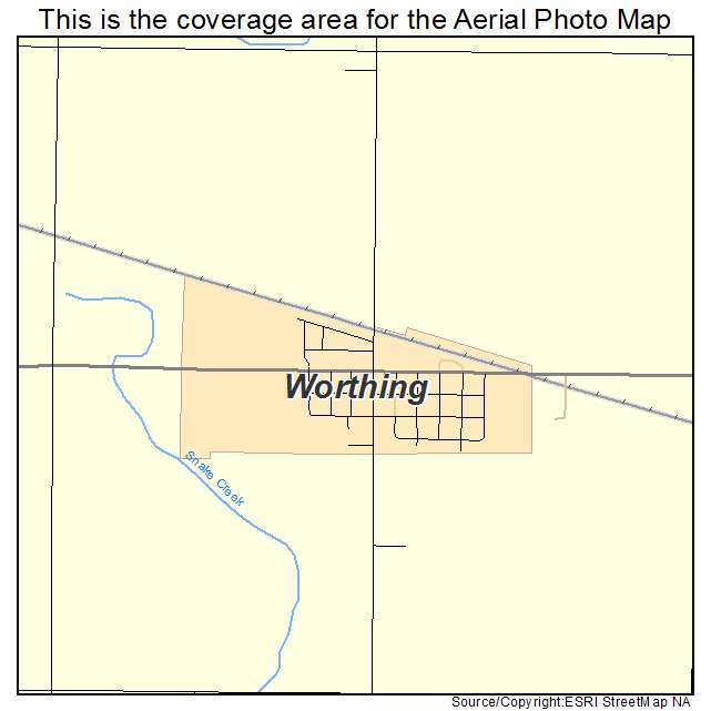 Worthing, SD location map 