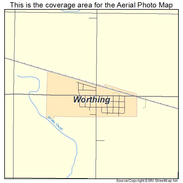 Aerial Photography Map of Worthing, SD South Dakota