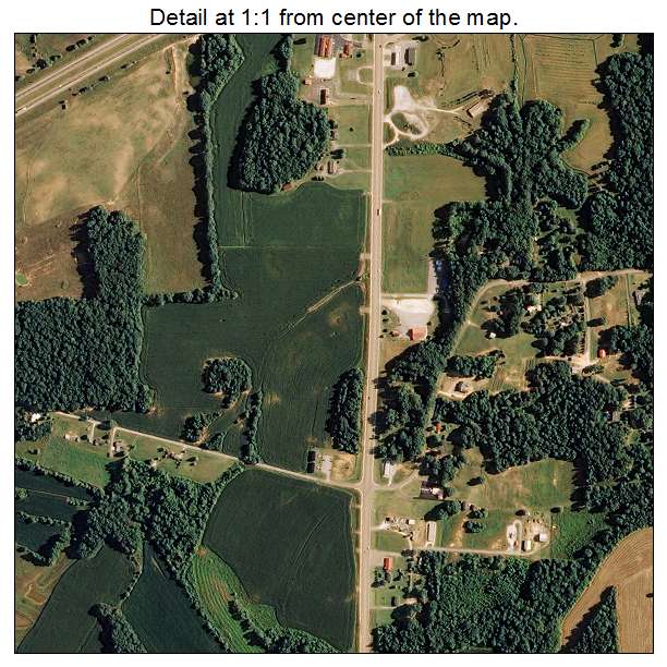 Parkers Crossroads, Tennessee aerial imagery detail