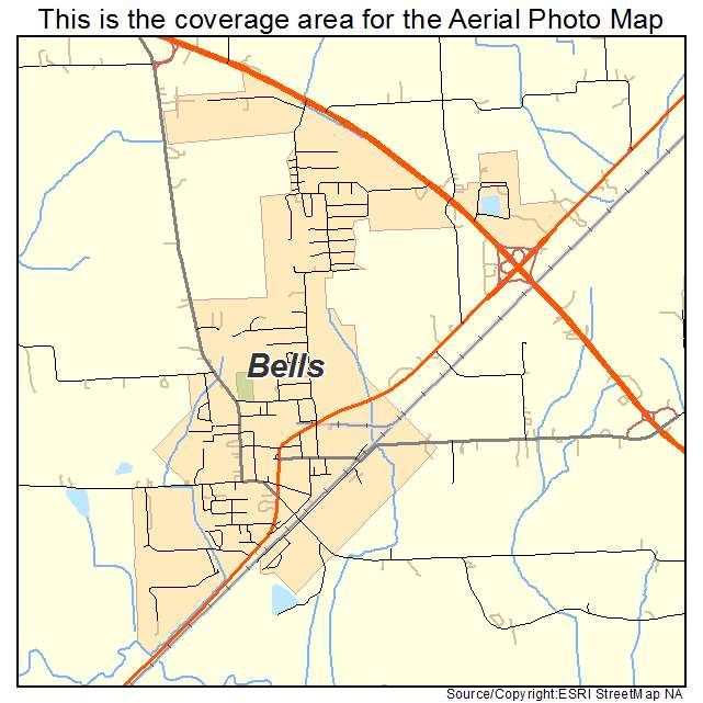 Bells, TN location map 