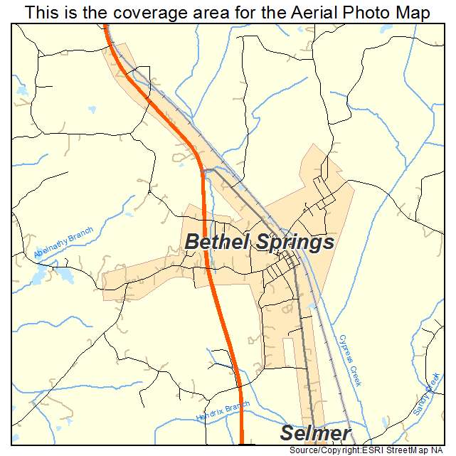 Bethel Springs, TN location map 