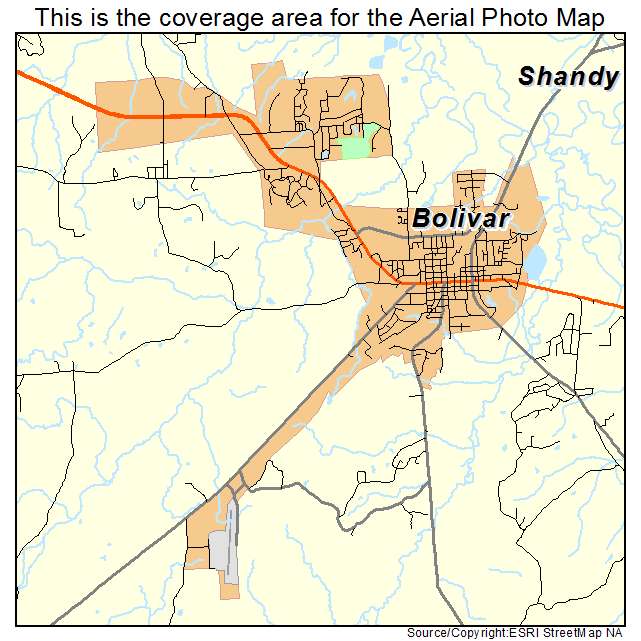 Bolivar, TN location map 