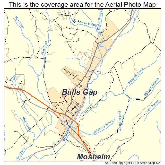 Bulls Gap, TN location map 