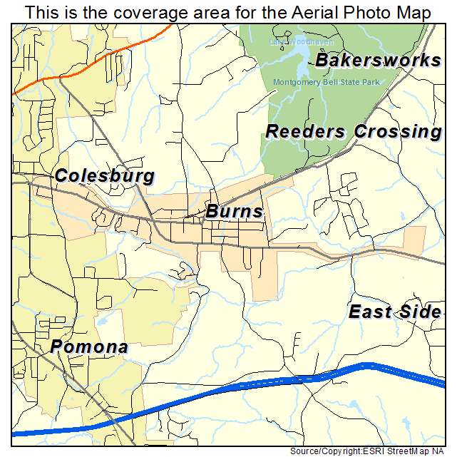 Burns, TN location map 