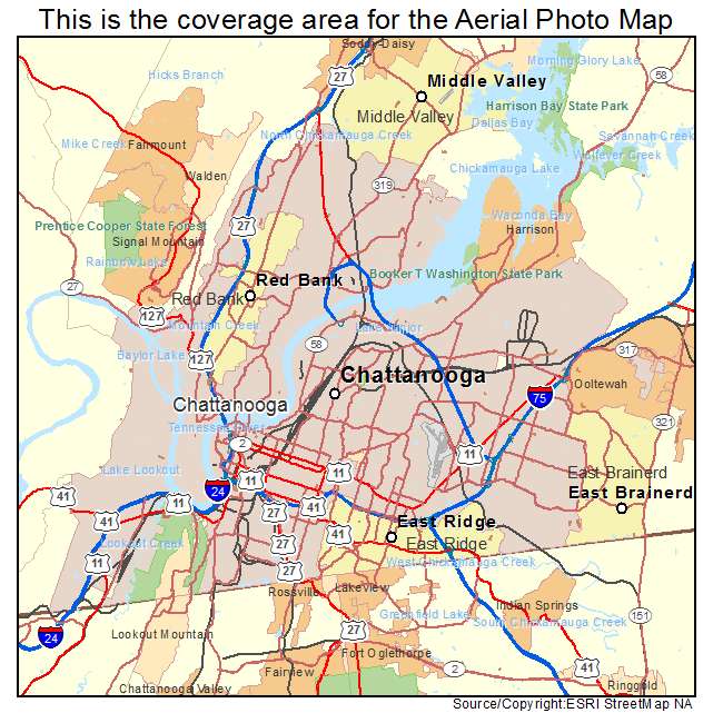 Aerial Photography Map Of Chattanooga TN Tennessee