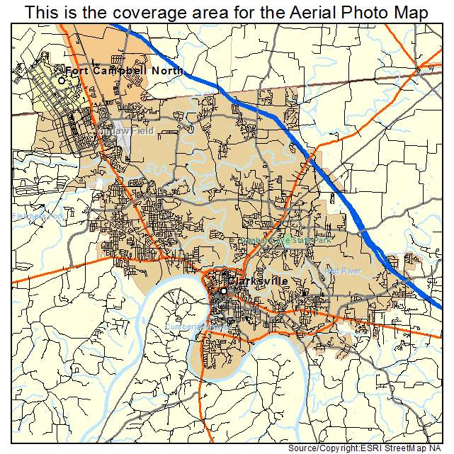 Aerial Photography Map Of Clarksville TN Tennessee