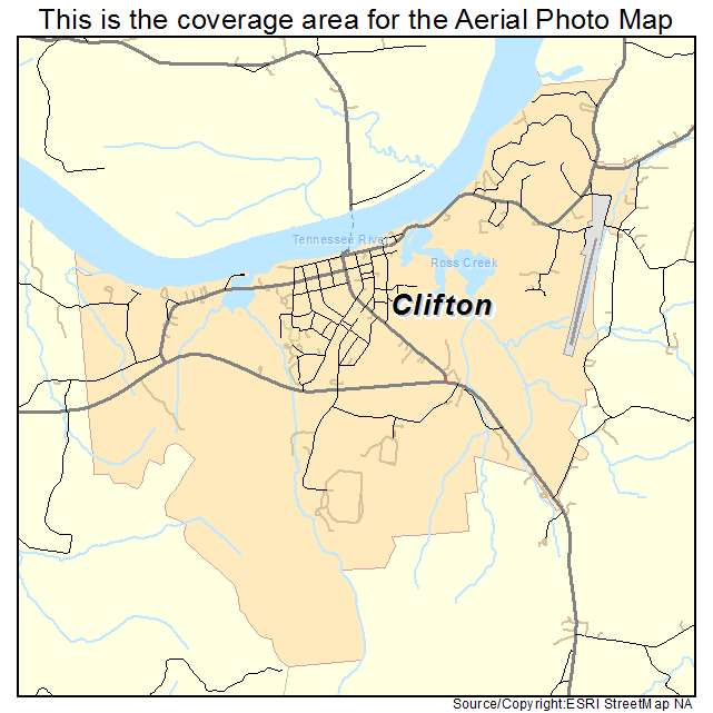 Clifton, TN location map 