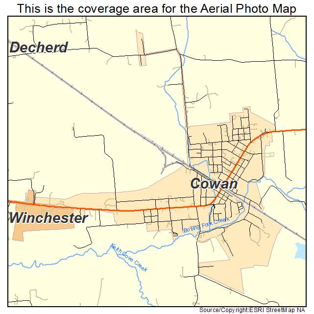 Cowan, TN location map 