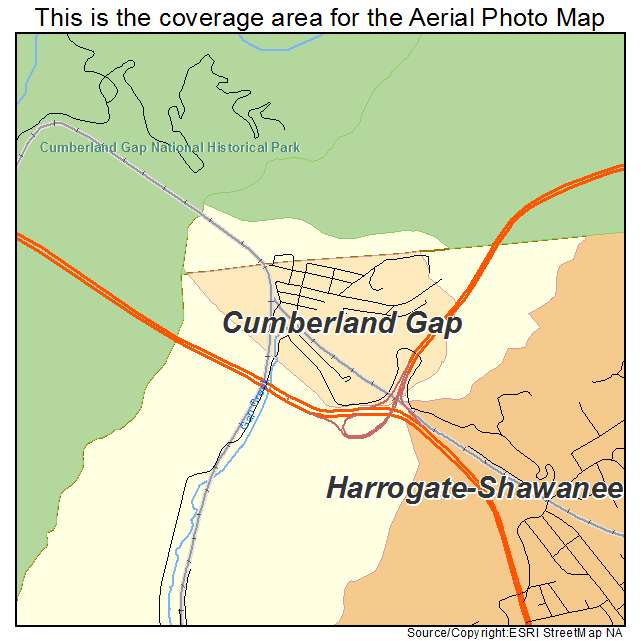 Cumberland Gap, TN location map 