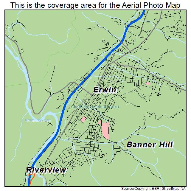 Erwin, TN location map 