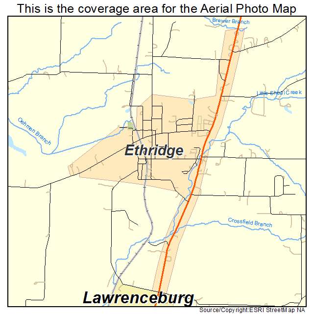 Ethridge, TN location map 
