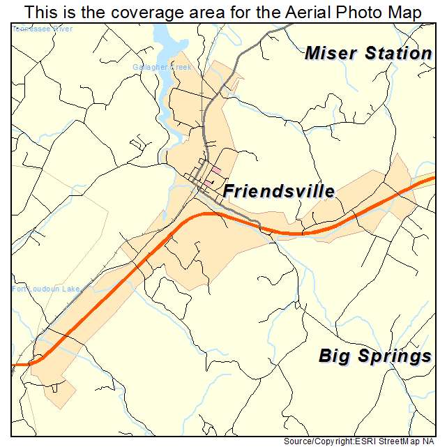 Friendsville, TN location map 