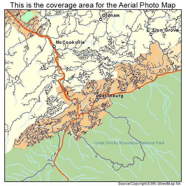 Gatlinburg, TN location map 