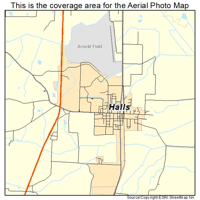 Halls, TN location map 