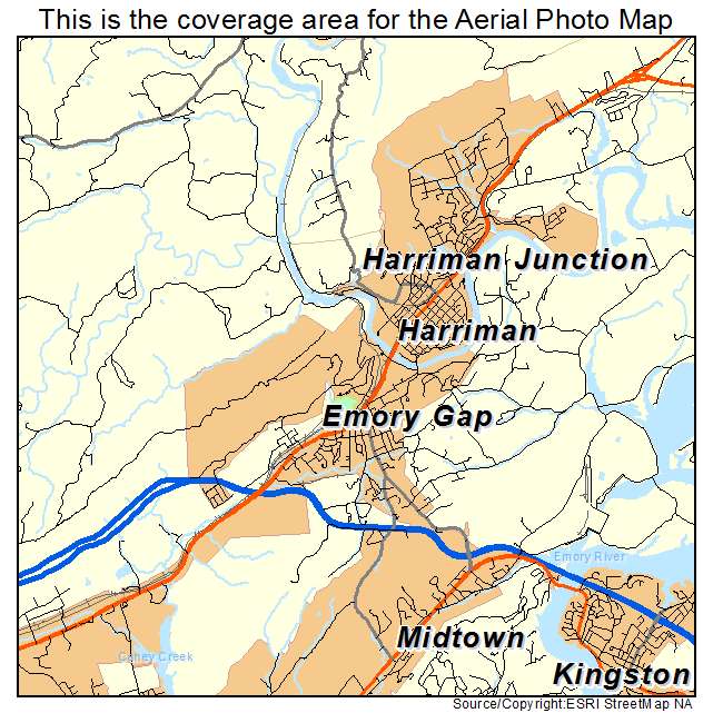 Harriman, TN location map 