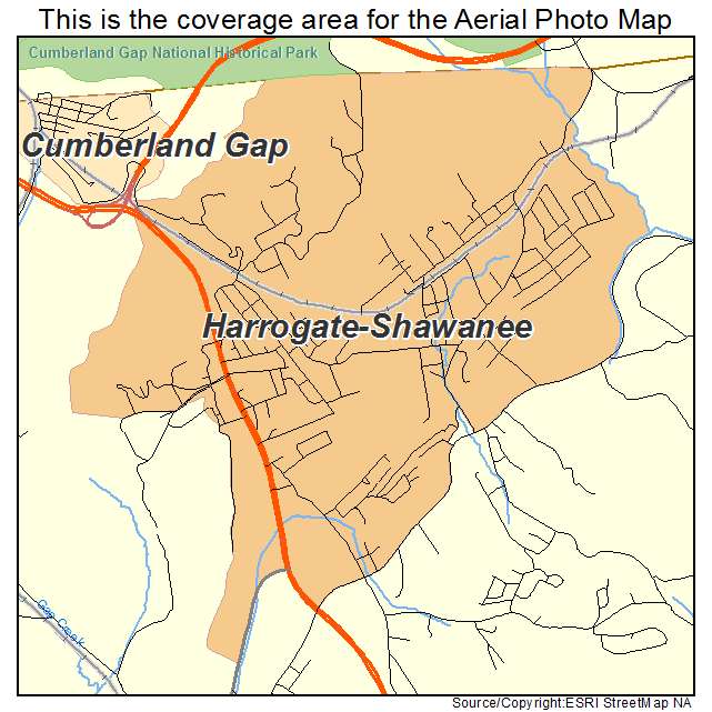 Harrogate Shawanee, TN location map 