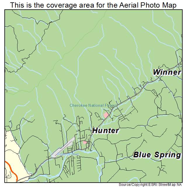 Hunter, TN location map 